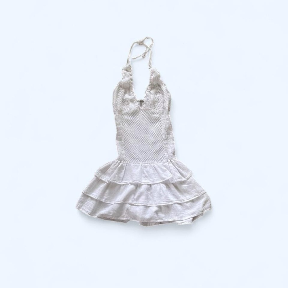White Halter Neck Rara Dress size‎ L by Cotton Natural